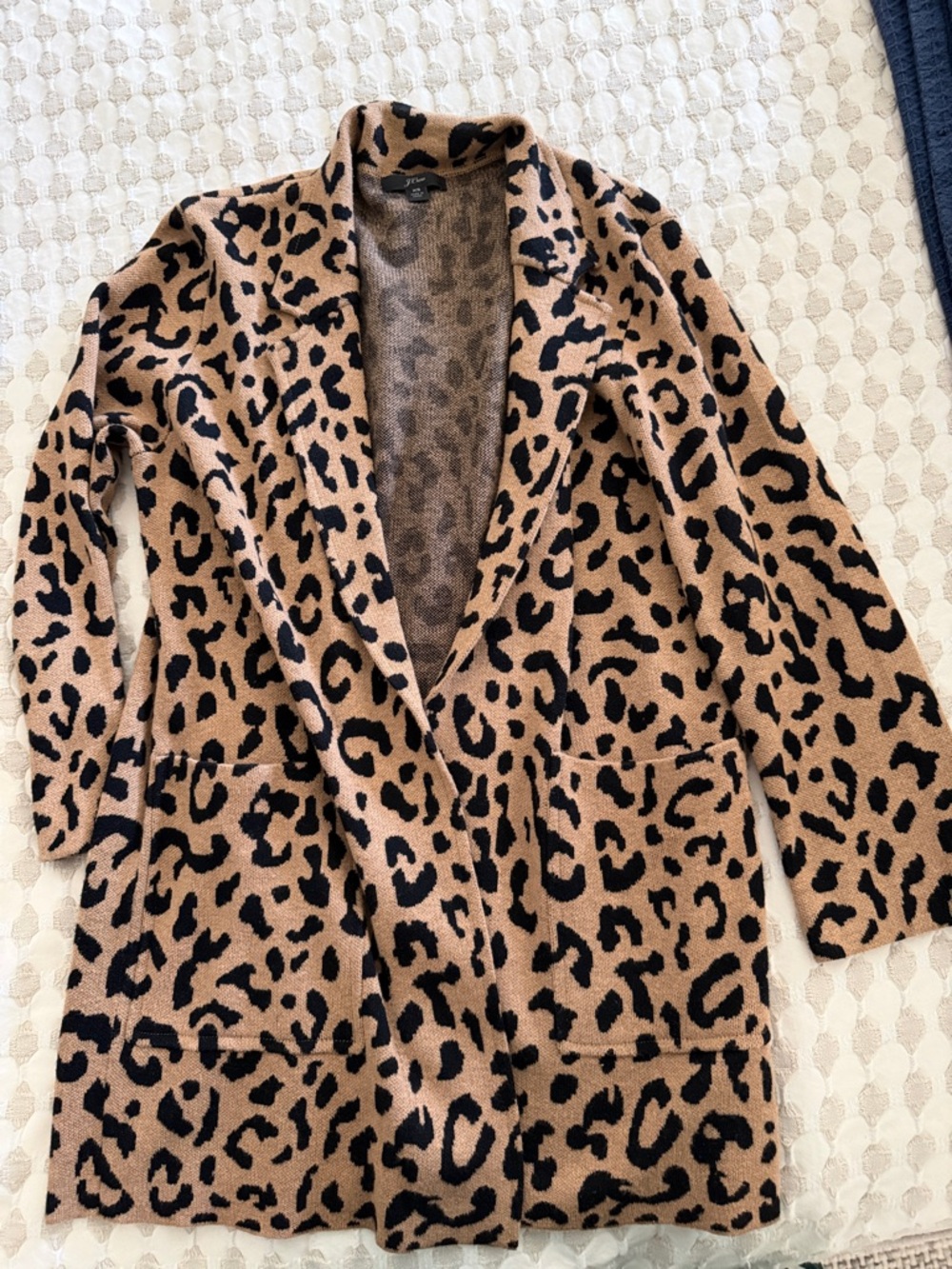 J. Crew Sophie Wool Blend Open-Front Sweater Blazer Animal Print Leopard size XS - Picture 3 of 6